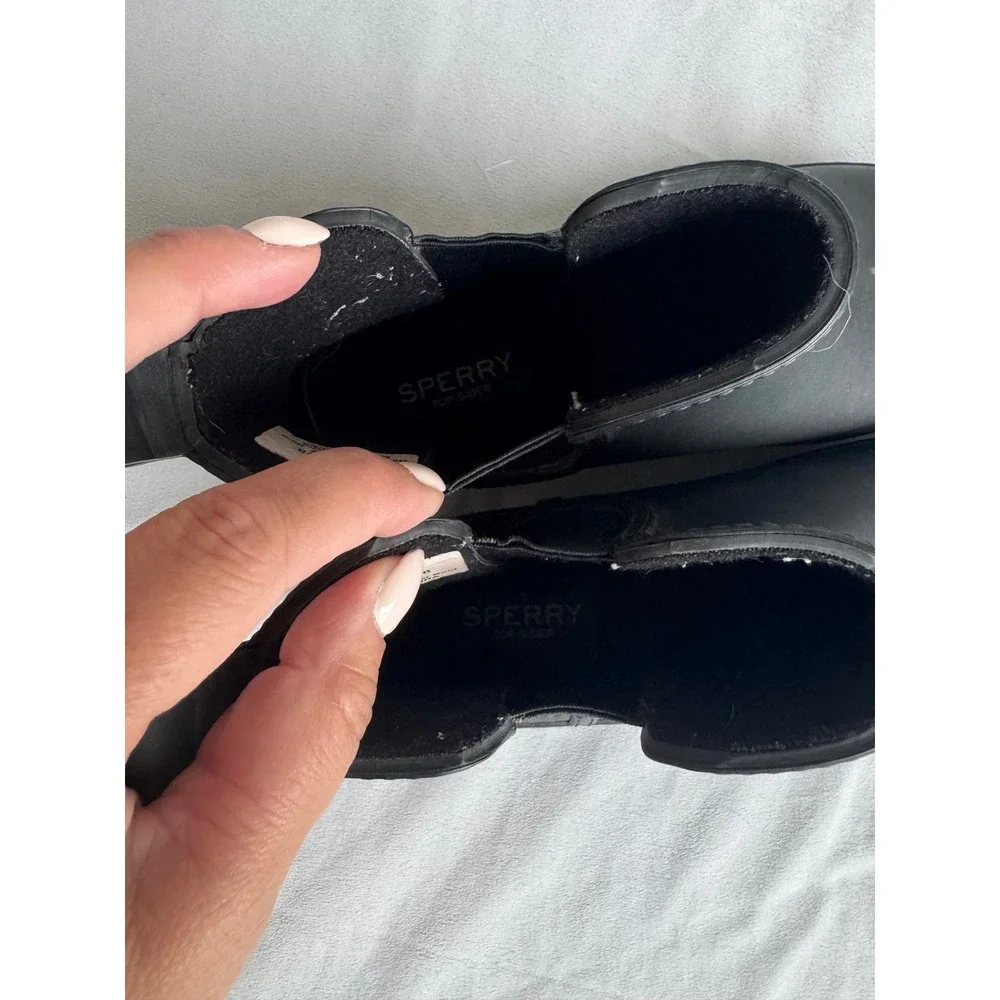 Sperry Top-Sider Womens Black Waterproof Rubber Chelsea Rain Boots STS86828 9M